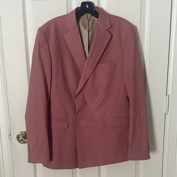 Boohoo Other - Boohoo Men's Double-Breasted Blazer in Rose dusty rose light pink size 40